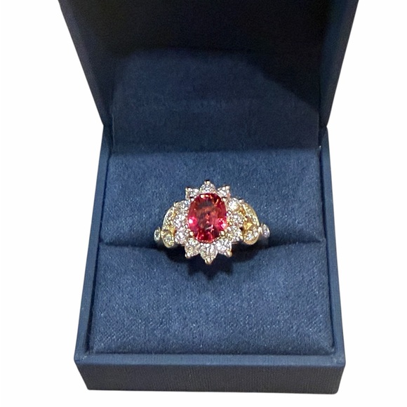 Sterling Silver 2.92 Carat Laboratory Grown Ruby & Diamond Ring